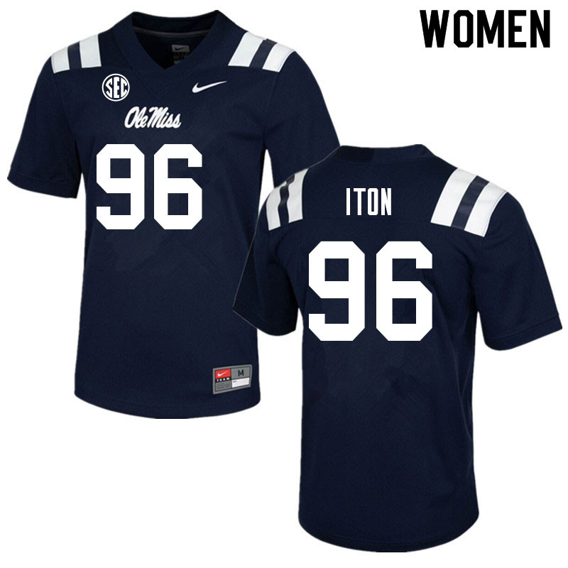Women #96 Isaiah Iton Ole Miss Rebels College Football Jerseys Sale-Navy